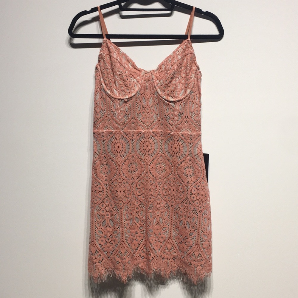 Express pink lace mini dress